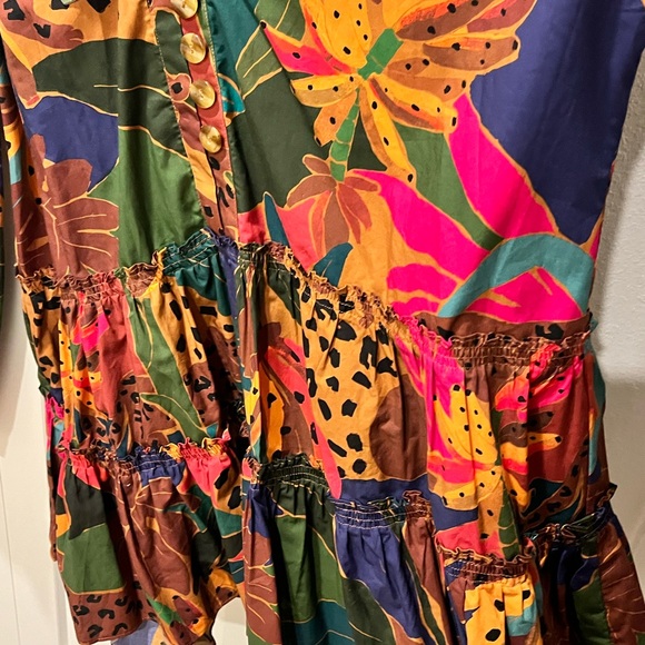 FARM Rio NWT AUTHENTIC BROWN PRINTED LEOPARD TROPICAL LONG SLEEVES DRESS - Picture 9 of 16